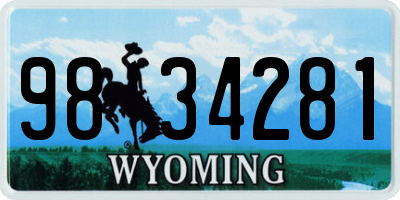 WY license plate 9834281