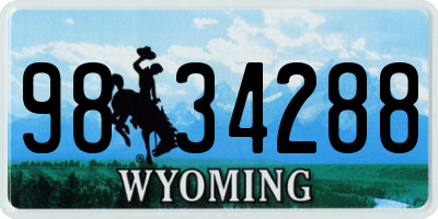 WY license plate 9834288