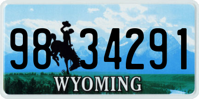 WY license plate 9834291