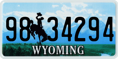 WY license plate 9834294