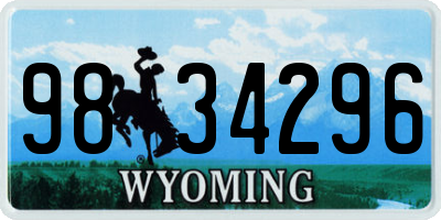 WY license plate 9834296