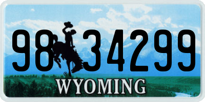 WY license plate 9834299