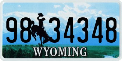 WY license plate 9834348