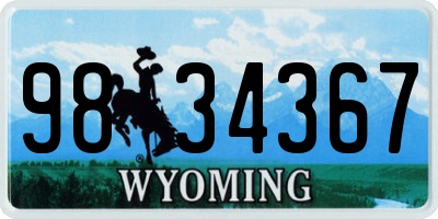 WY license plate 9834367