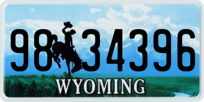 WY license plate 9834396
