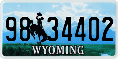 WY license plate 9834402