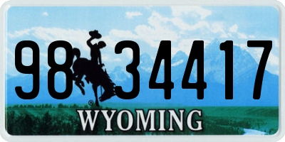 WY license plate 9834417