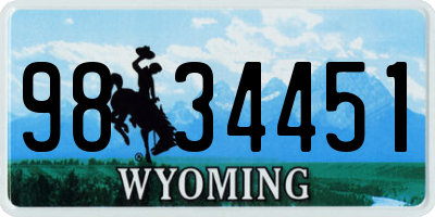 WY license plate 9834451