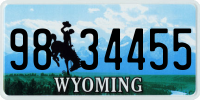 WY license plate 9834455