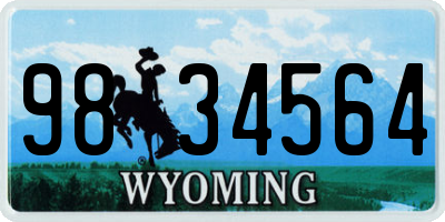 WY license plate 9834564