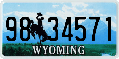 WY license plate 9834571