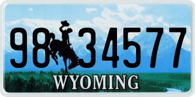 WY license plate 9834577