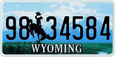 WY license plate 9834584