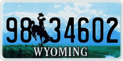 WY license plate 9834602