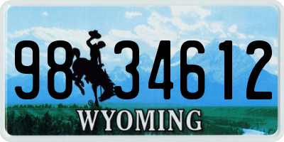 WY license plate 9834612