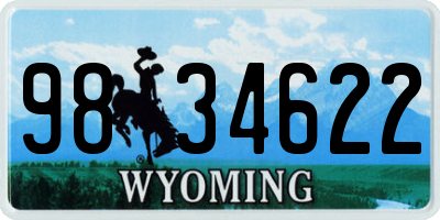 WY license plate 9834622