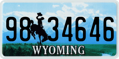 WY license plate 9834646