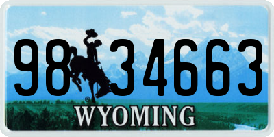 WY license plate 9834663