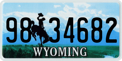 WY license plate 9834682