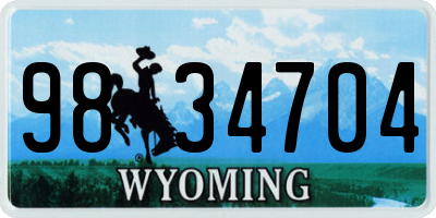 WY license plate 9834704