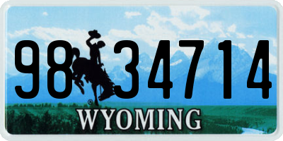 WY license plate 9834714