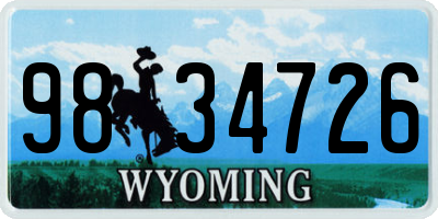 WY license plate 9834726