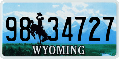 WY license plate 9834727