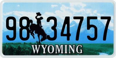 WY license plate 9834757
