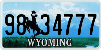 WY license plate 9834777