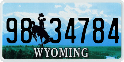 WY license plate 9834784
