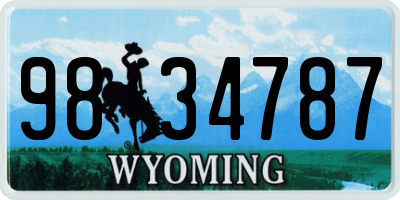 WY license plate 9834787