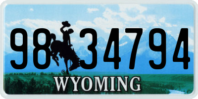 WY license plate 9834794
