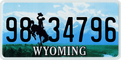 WY license plate 9834796