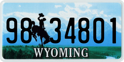 WY license plate 9834801