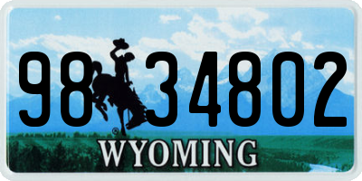 WY license plate 9834802