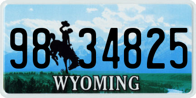WY license plate 9834825