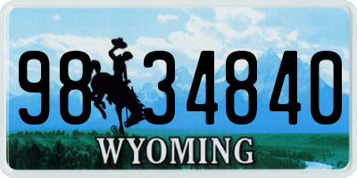 WY license plate 9834840