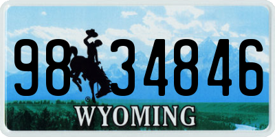 WY license plate 9834846