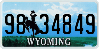 WY license plate 9834849