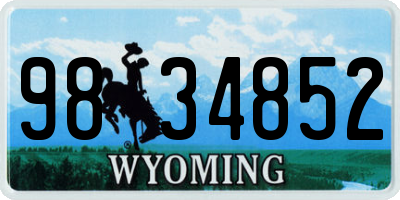 WY license plate 9834852