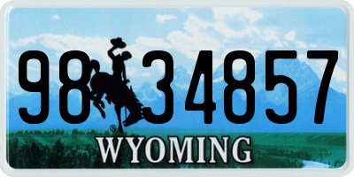WY license plate 9834857