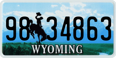 WY license plate 9834863