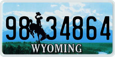 WY license plate 9834864