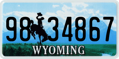 WY license plate 9834867