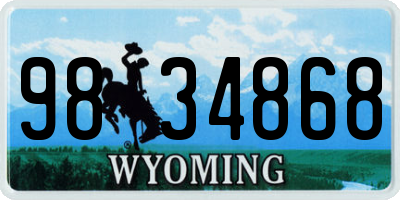 WY license plate 9834868