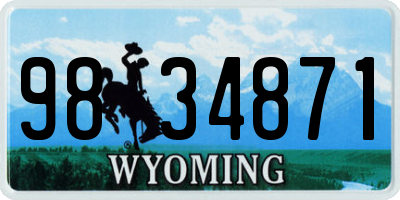 WY license plate 9834871