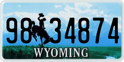 WY license plate 9834874