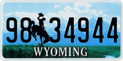 WY license plate 9834944