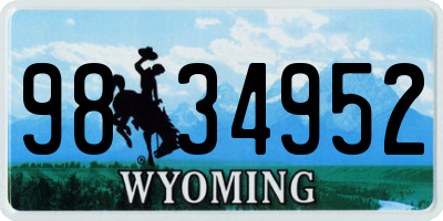 WY license plate 9834952