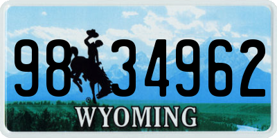 WY license plate 9834962